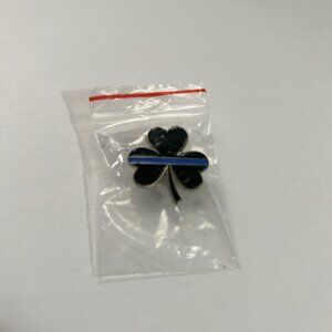 Pinmart Thin Blue Line Shamrock Pin Hat Cap Police Irish Metal Backed